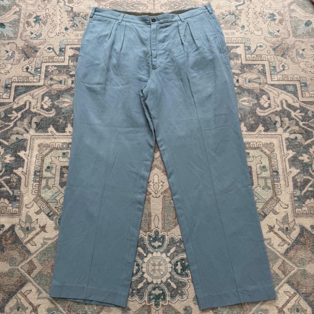 Charles F. Orvis Signature Collection Men's Linen Silk Pants Blue Gray SZ 38X30